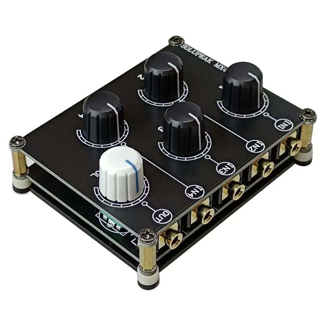 MX41 Stereo 4-in-1-out AUX Audio Mixer، التحكم في مستويات الخط السلبي 3.5 مم، جهاز مزج الصوت السلبي الصغير 4 طرق