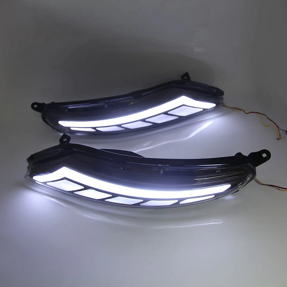 1 Pair DRL For Mitsubishi Xpander Eclipse Cross 2017 2018 2019 2020 LED Daytime Running Light fog lamp Yellow Turn Signal