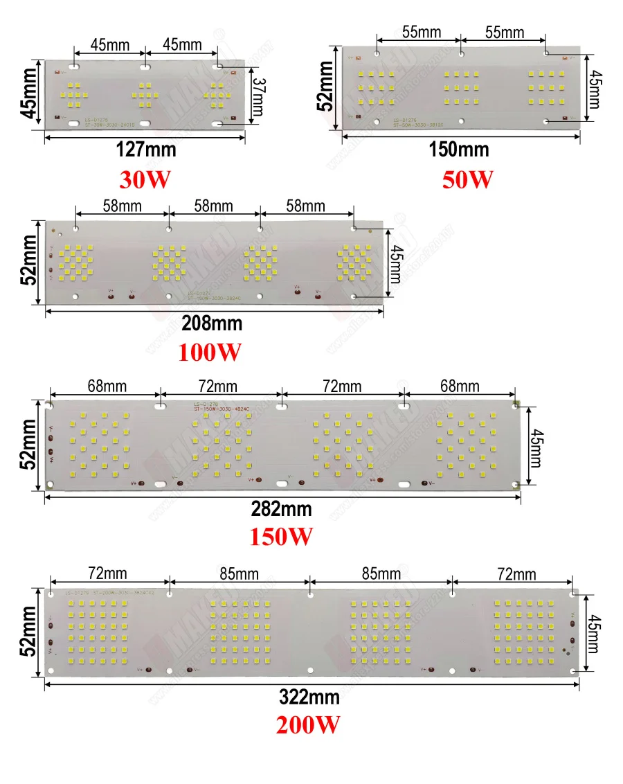 2pcs 100% Full Power LED Floodlight PCB 30W 50W 100W 150W 200W SMD3030 led board,Aluminum plate for led floodlight outdoor lamp