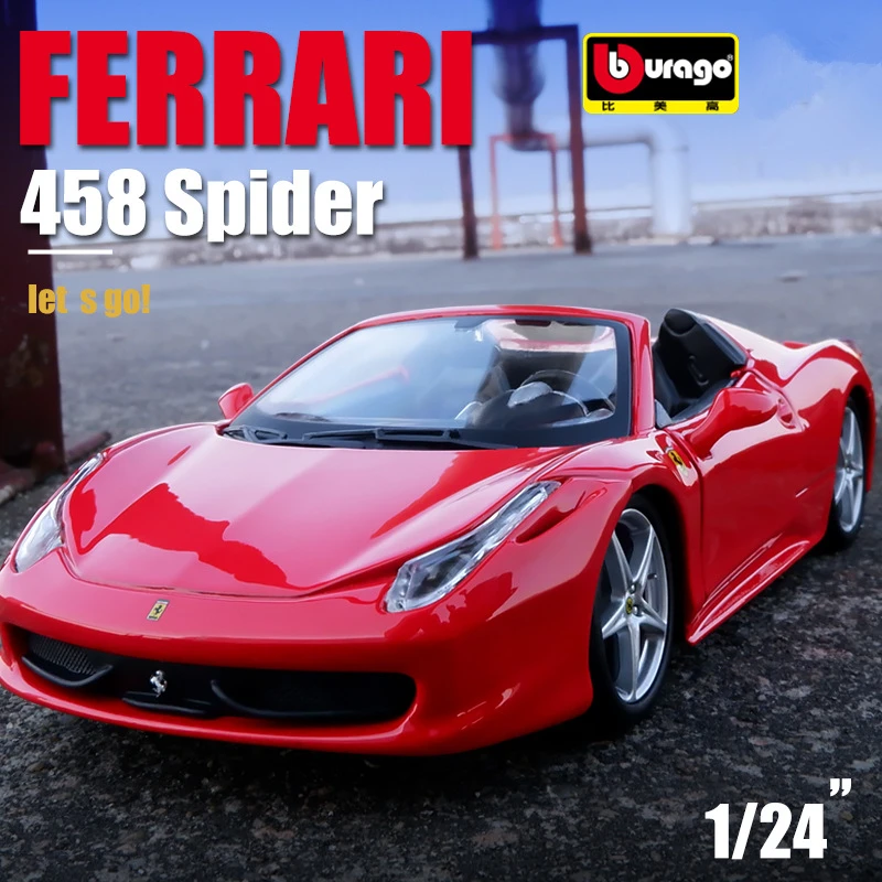 Bburago 1:24 FERRARI 458 Spider simulation alloy car model Collect gifts toy