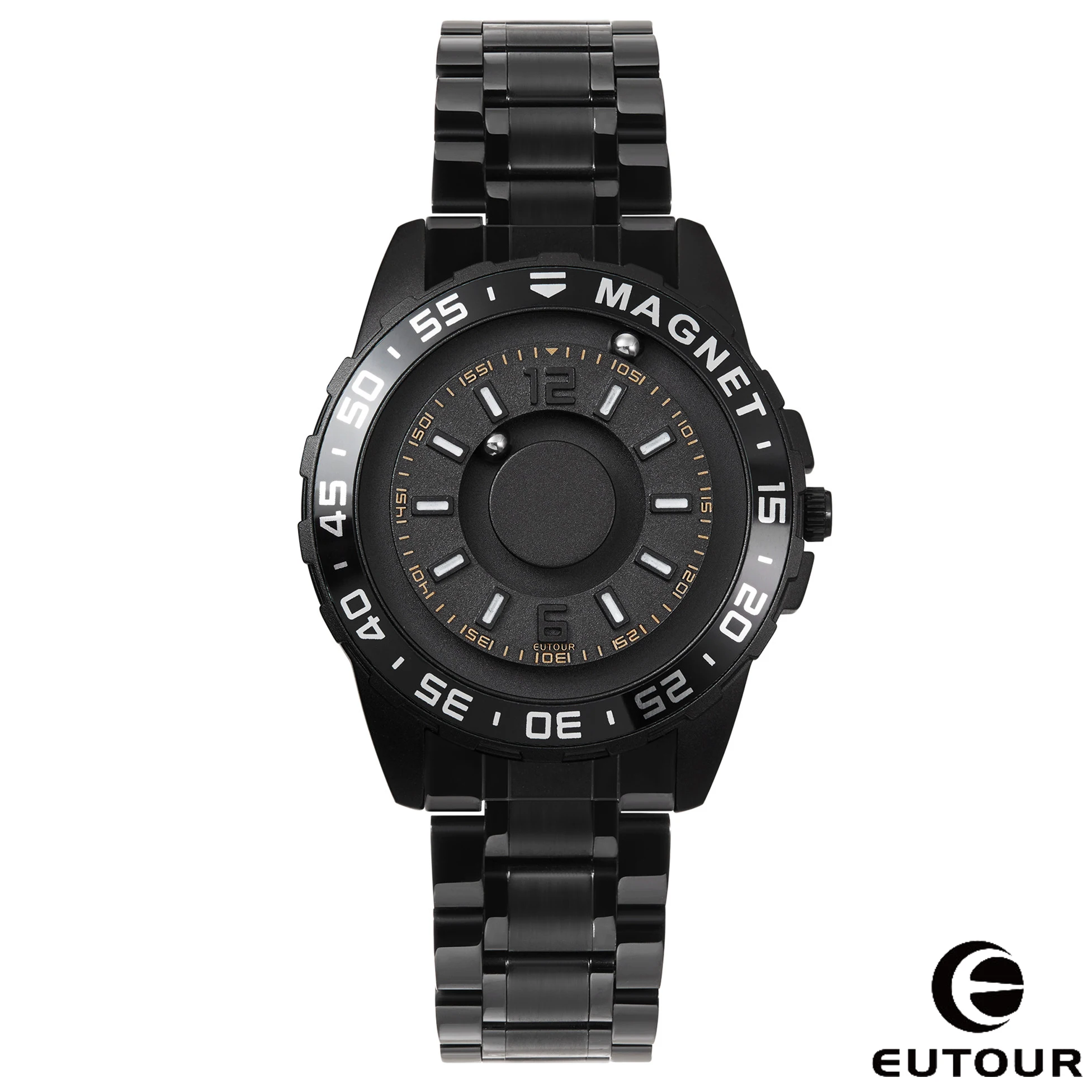 Eutour Nieuwe Heren Magnetische Sport Luxe Eenvoudige Magnetische Waterdichte Quartz Horloge Roestvrij Stalen Band