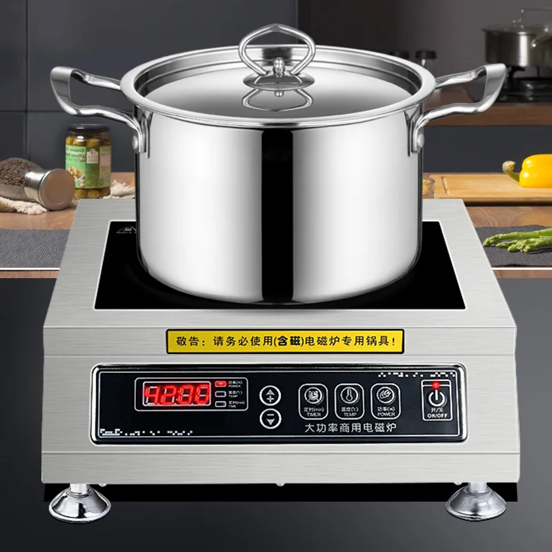 4200W Commercial Induction Cooker Flat Cooking Machine Hot Pot Fry Soup Cooking Stove Induction Cooker