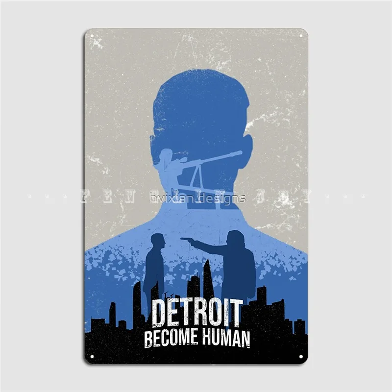 

Detroit: Become Human Vintage Connor Metal Plaque Poster Cinema Garage Bar Cave Garage Decoration Retro Tin Sign Poster