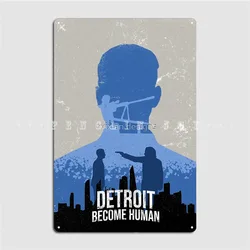 Detroit: Become Human Vintage Connor Metal Plaque Poster Cinema Garage Bar Cave Garage Decoration Retro Tin Sign Poster