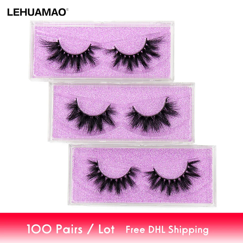 100PCS Fedex DHL Shipping   5D Mink Eyelashes Wholesale 3D Mink Lashes Handmade Dramatic Mink Lashes Makeup Free Custom Logo