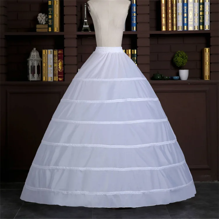 Anágua De Casamento Branco, Crinolina Deslizamentos, Vestido De Noiva, Underskirt, 6 Aros, Em Stock