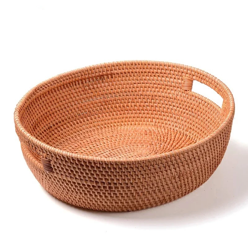 Storage basket hand-woven rattan portable brown oval Tea set ways fruit bread snack storage basket kitchen household items