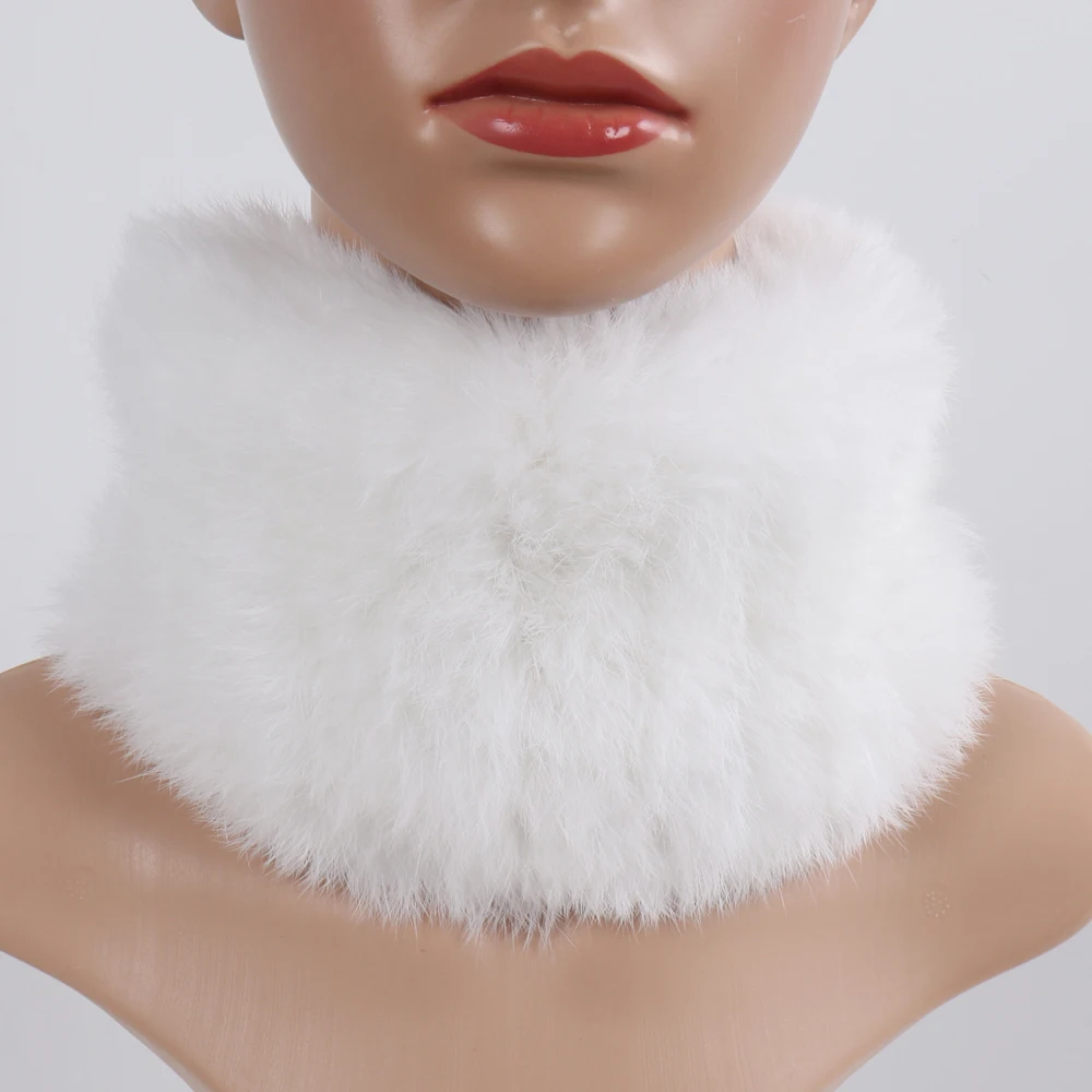 2025 New Women Real Rabbit Fur Scarf Winter Warm Knitted 100% Natural Rabbit Fur Ring Muffler Lady Genuine Fur Scarves Headband