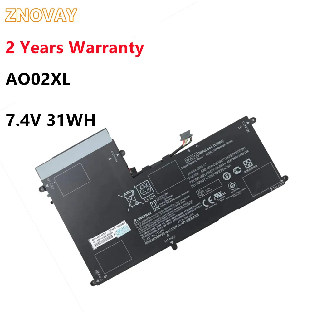 

ZNOVAY AO02XL battery for HP ElitePad 1000 G2 HSTNN-LB5O 728250-1C1 728558-005 728250-421 A002XL 7.4V 31WH