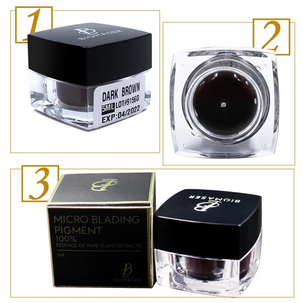 BIOMASER Microblading Pigment atramentowy tusz do tatuażu marki permanentny makijaż Pigment do brwi Eyeliner lip 100% materiał roślinny