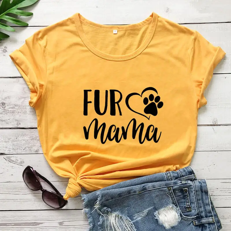 

Fur MaMa Dog Mom 2020 New Arrival Summer 100%Cotton Casual Funny T Shirt Dog Mom Shirt Dog Lover Gift Pet Lover Shrits