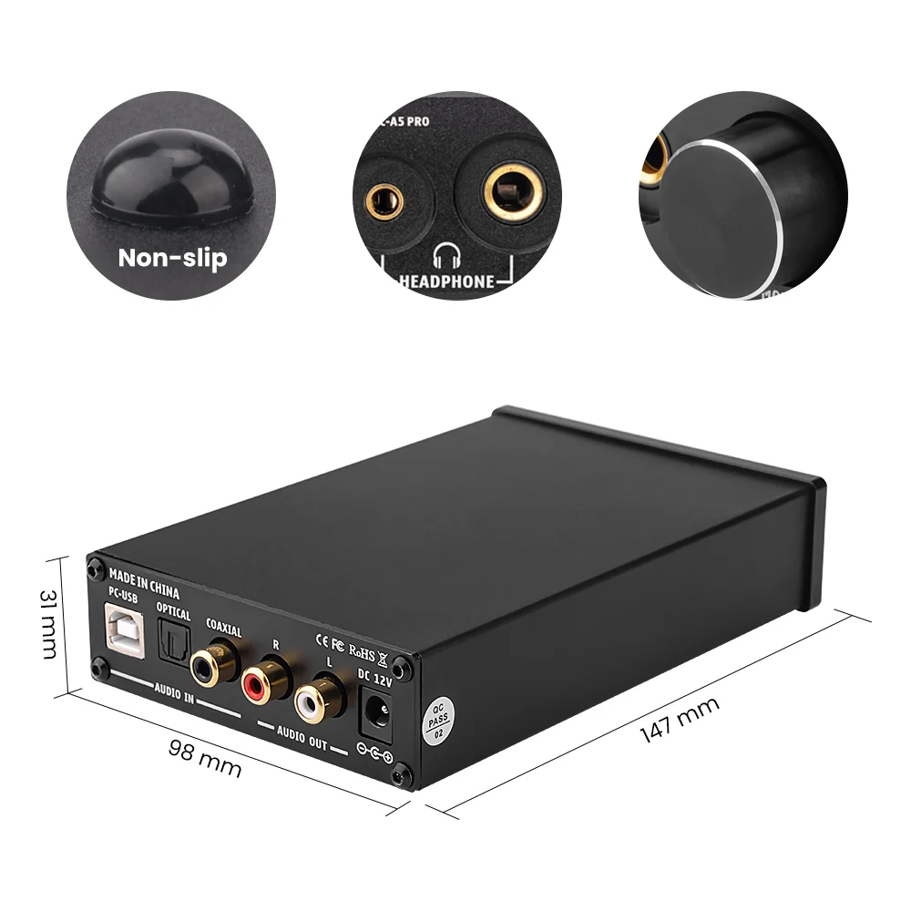 AIYIMA Audio DAC A5 Pro TPA6120 Mini HIFI USB DAC Decoder Audio headphone Amplifier 24BIT 192KHz LM49720 ESS9018K2M AMP DC12V