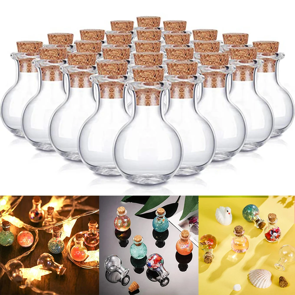 10Pcs Mini Glass Bottles Clear Drifting Bottles Small Wishing Bottles With Cork Stoppers For Wedding Birthday Party DIY Crafts