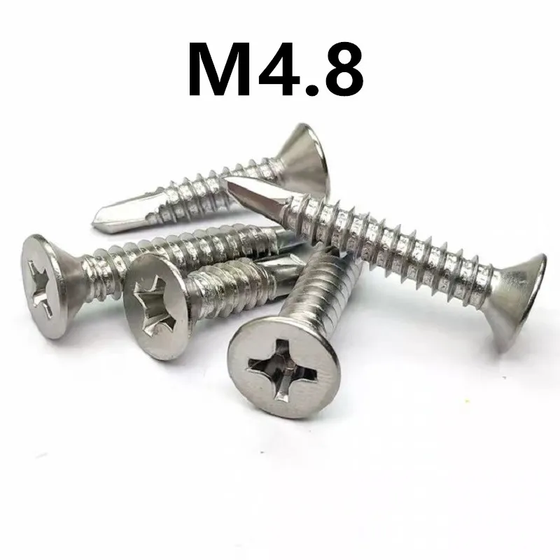 

50pcs M4.8x13/16/19/25/32/38/50mm GB15856.2 304 Stainless steel Cross Recessed Countersunk Head Drill Tail Self-Drilling Screws