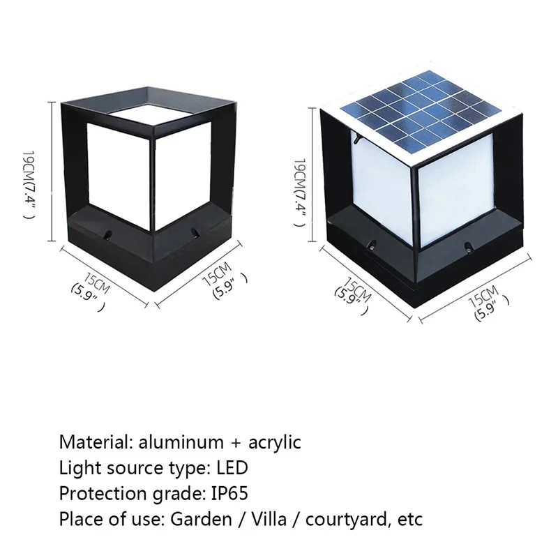 Imagem -06 - Irmão Solar Moderno Cubo de Parede ao ar Livre Luz Led Pilar Pós Lâmpada à Prova Impermeável Água Luminárias para Casa Jardim