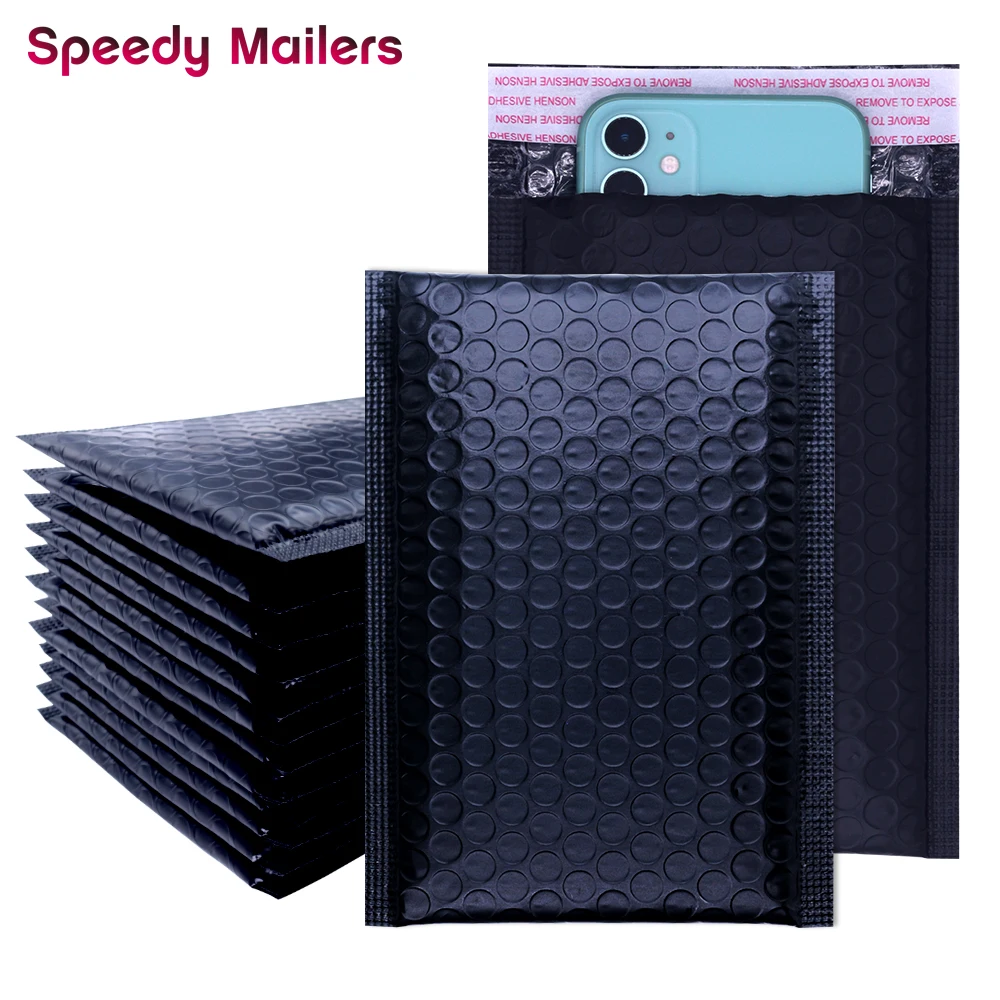 50PCS/Pack Black Poly Bubble Mailer Bubble Mailers Padded Envelopes for Gift Packaging Lined Poly Mailer Self Seal Bag