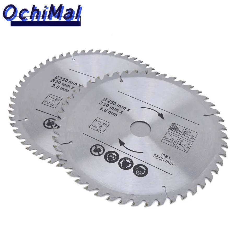 2 Pcs 9.8 inch 48T /60T Circular Saw Blade Carbide Wood Chipboard Plywood Cutting Disc Woodworking Cutting Tool saw blade