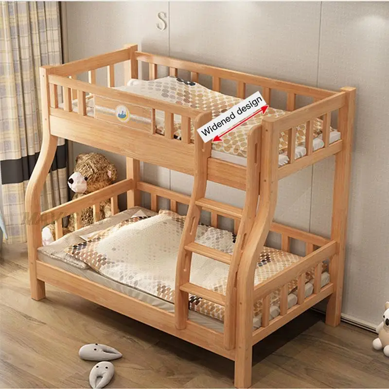 Minimalist Modern Style High And Low Bunk Bed With Solid Wood 1.2 Meter Bedroom Mother And Child Bed Small Apartment Furniture