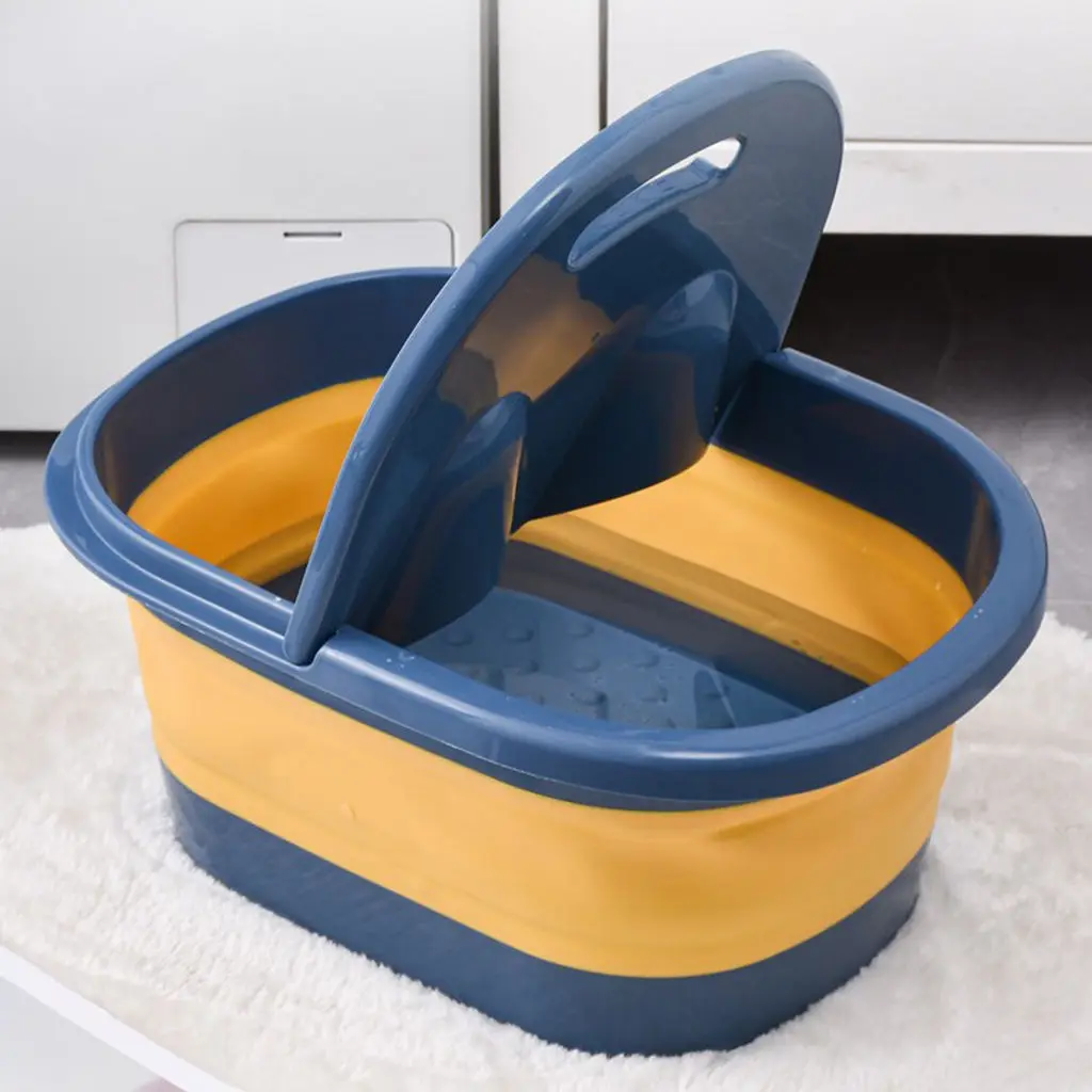 Portable Foldable Foot Bath Spa Wash Basin Foot Bucket with Cover