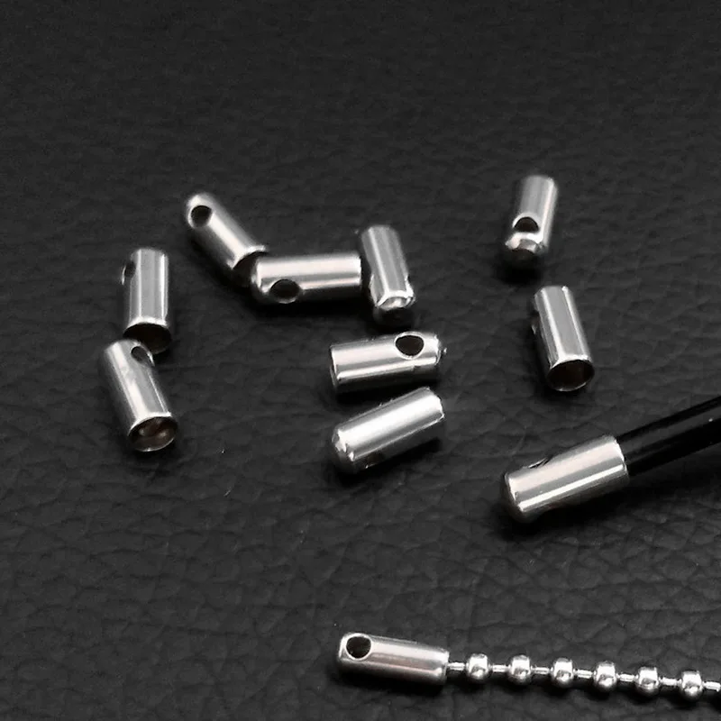 50Pcs/Lot Wholesale Stainless Steel Leather Cords Crimp Beads For Jewelry DIY Making Tip Buckle Fastener Connectors End Cap