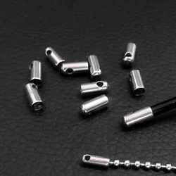 50Pcs/Lot Wholesale Stainless Steel Leather Cords Crimp Beads For Jewelry DIY Making Tip Buckle Fastener Connectors End Cap