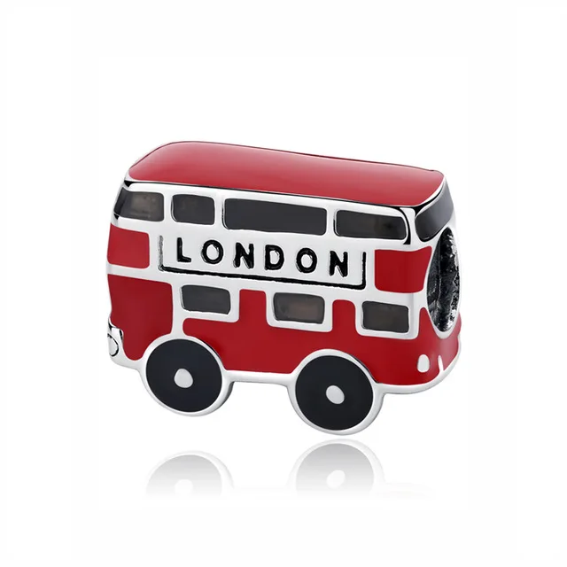 New Original 925 Sterling Silver Beads Red London Bus Charm Fit Pandora Bracelets Women DIY Jewelry Dropshipping