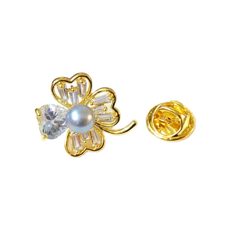 

DIY Accessory Thick Gold Plating Flower DIY Pearl Brooch Base Fittings Components(No Pearls)