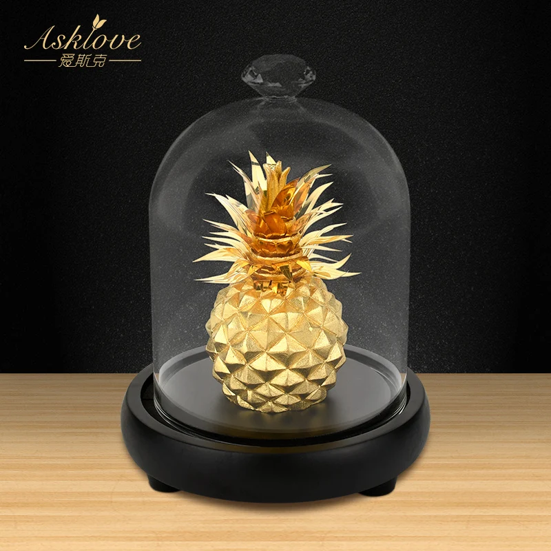 

Nordic Modern Golden Pineapple Statue sculptures Home Decor Gold Leaf Crafts Creative Wine Cabinet Window Desktop Display Gifts