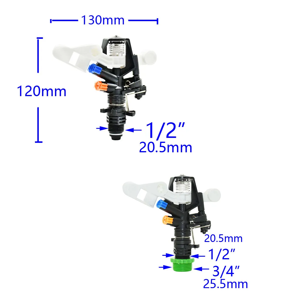 1/2 3/4 Cal obróć zraszacz wody z regulowanym kątem Rocker Arm dysza nawadnianie ogrodu System narzędzia ogrodnicze 1 sztuk