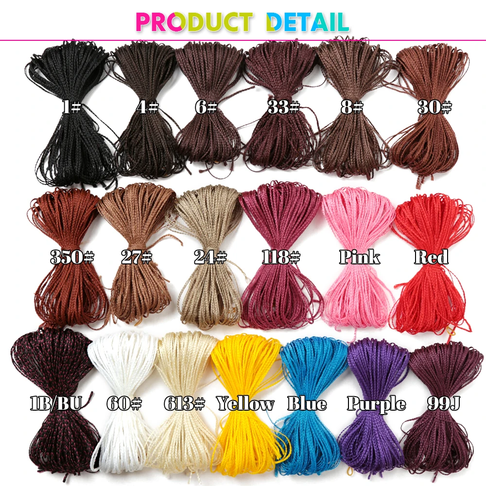 34inch Braiding Hair Colorful Synthetic Zizi Box Braids Crochet Hair Extension Pink  Blue Write Black Fiber 50g Hair Expo City