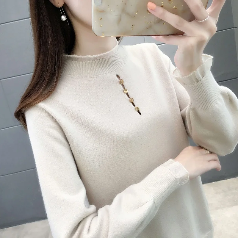 sweater women's autumn winter new style inside with knitted backing fashionable foreign style women's top Pullover