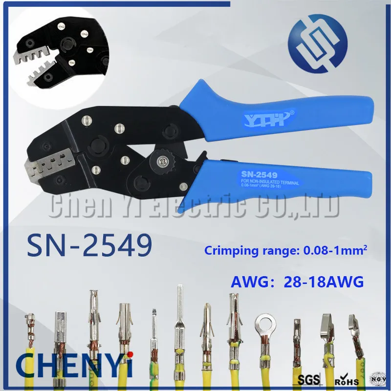 

SN-2549 Pin crimping tools pliers for AWG28-18 (0.08-1.0 mm2) XH2.54/Dupont 2.54/2.8/3.0/3.96/4.8/KF2510/JST Terminal Crimp