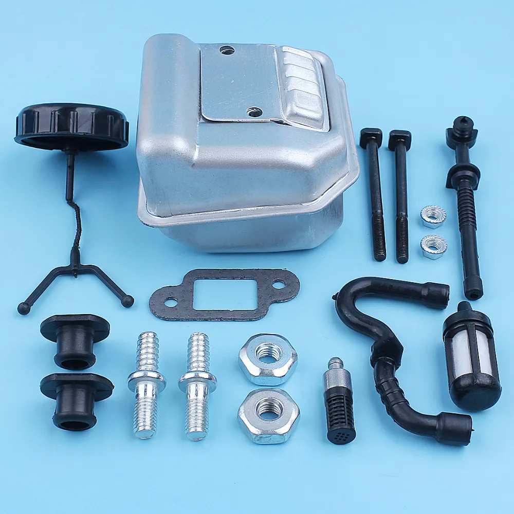 Imagem -03 - Silenciador do Escape Kit Silenciador para Stihl 018 Ms180 017 Ms170 ms 180 170 Ms180c Ms170c Motosserra Barra Parafuso Prisioneiro Porca Combustível Filtro de Óleo Linha
