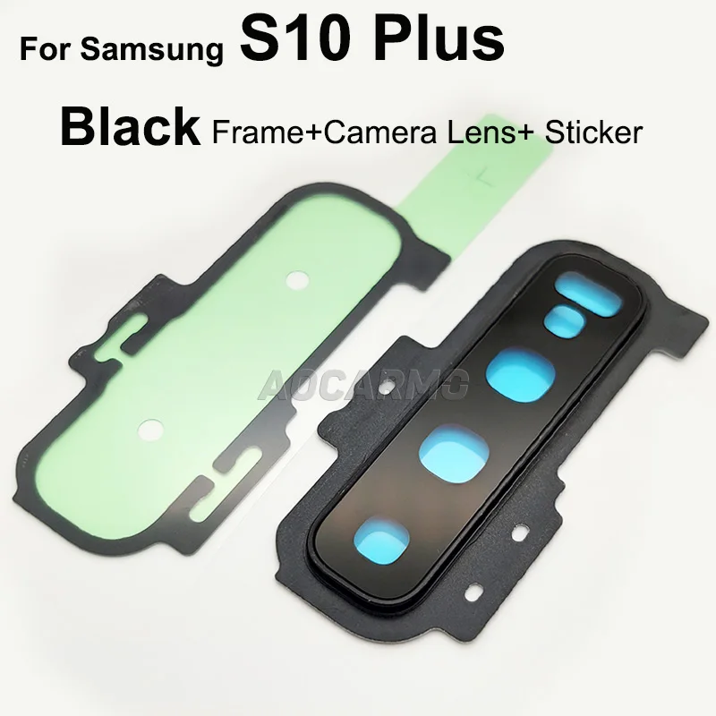 Aocarmo Voor Samsung Galaxy S10 Plus S10 + Achter Back Camera Lens Glas Met Frame Ring Cover Sticker Vervanging onderdelen