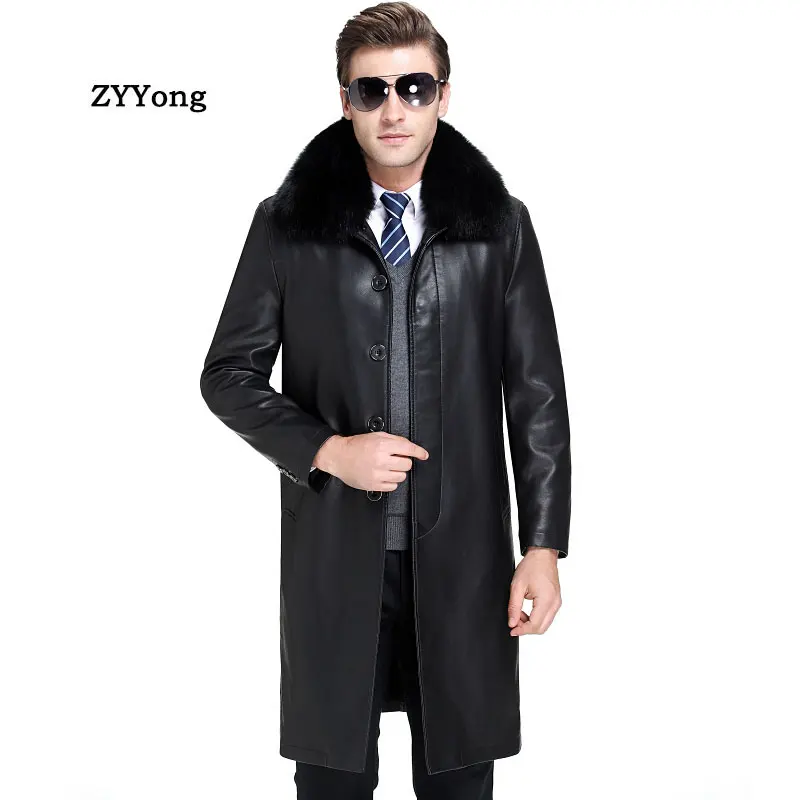 2020 Winter Fleece Men PU Leather Jacket Plus Velvet Warm Male Faux Leather Jackets Fashion Fur Collar