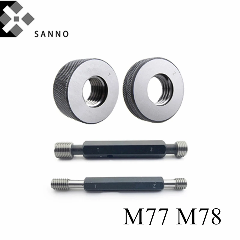 Free shipping screw plain plug gauge M77 / M78x4x3x2x1.5x1.25x1x0.75 6g 6H thread plug ring gauge go & nogo