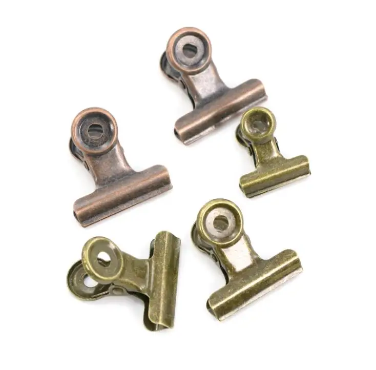 

4 Size Retro Round Metal Grip Clips Bronze Bulldog Clip Metal Ticket Paper Clip For Tags Bags Office Wholesale SN3757