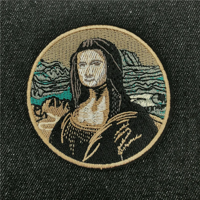 Mona Lisa Prajna Van Gogh Patch per abbigliamento spazio ricamo Patch paesaggio di montagna pesce stiratura adesivo lettera distintivi fai da te