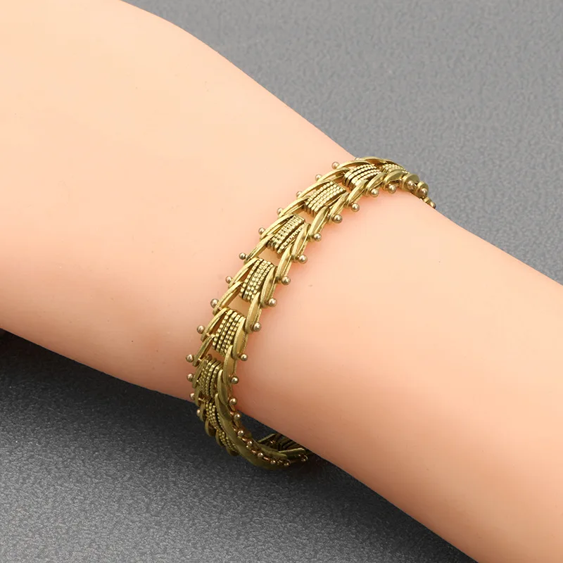 Brass Fishbone Snake Bone Charm Bracelets Jewelry Retro Copper Punk Hip Hop Men Chain Bracelets Wristbands Women Fashion Bangles