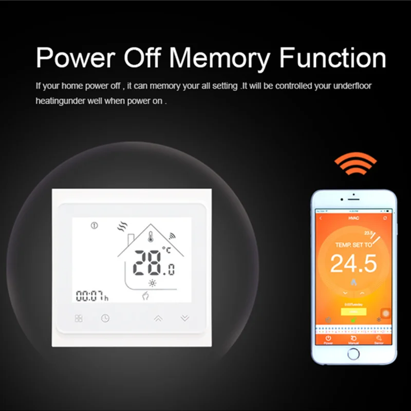 Termostato inteligente com wifi, controle de temperatura inteligente com aplicativo e controle remoto para aquecimento de água 3a, funciona com