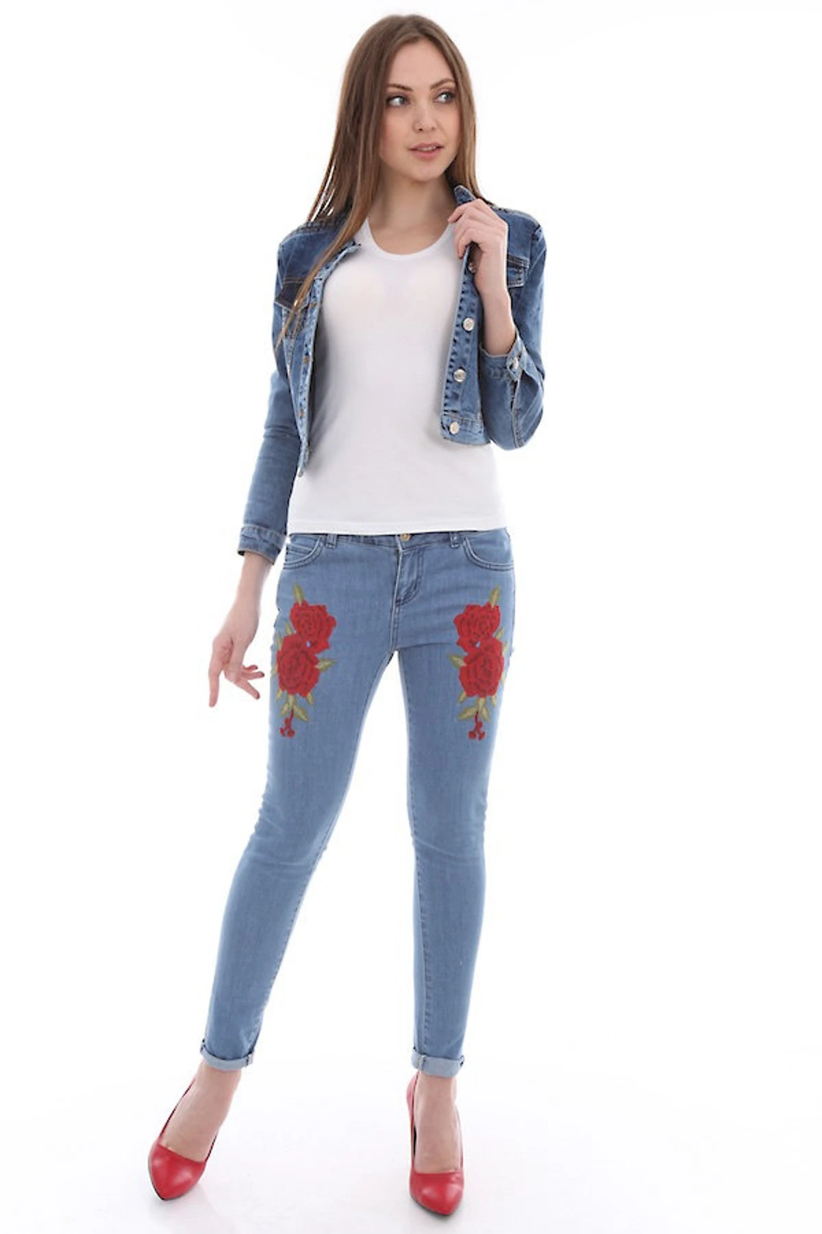 

6359 ROSE EMBROIDERED JEANS PANTS