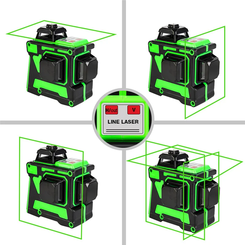 Imagem -05 - Linhas 3d Laser Nível 360° Rotação Autonivelamento Horizontal Vertical Cruz Verde Linhas de Feixe Nível para Ferramenta de Melhoria da Casa Diy 12