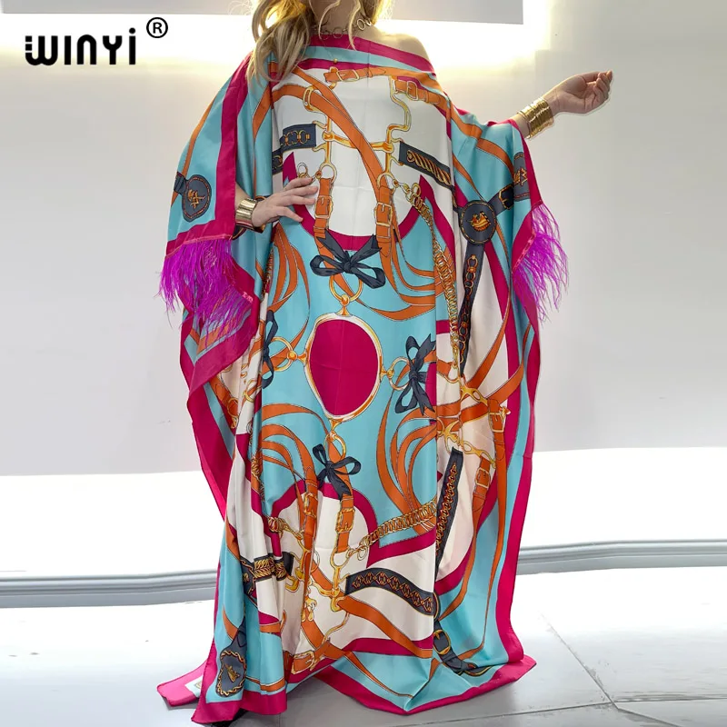 

европейская одежда Popular Bohemian Feather Caftan Floor Length Lady Maxi Dress Dashiki Middle East Muslim Women Dress