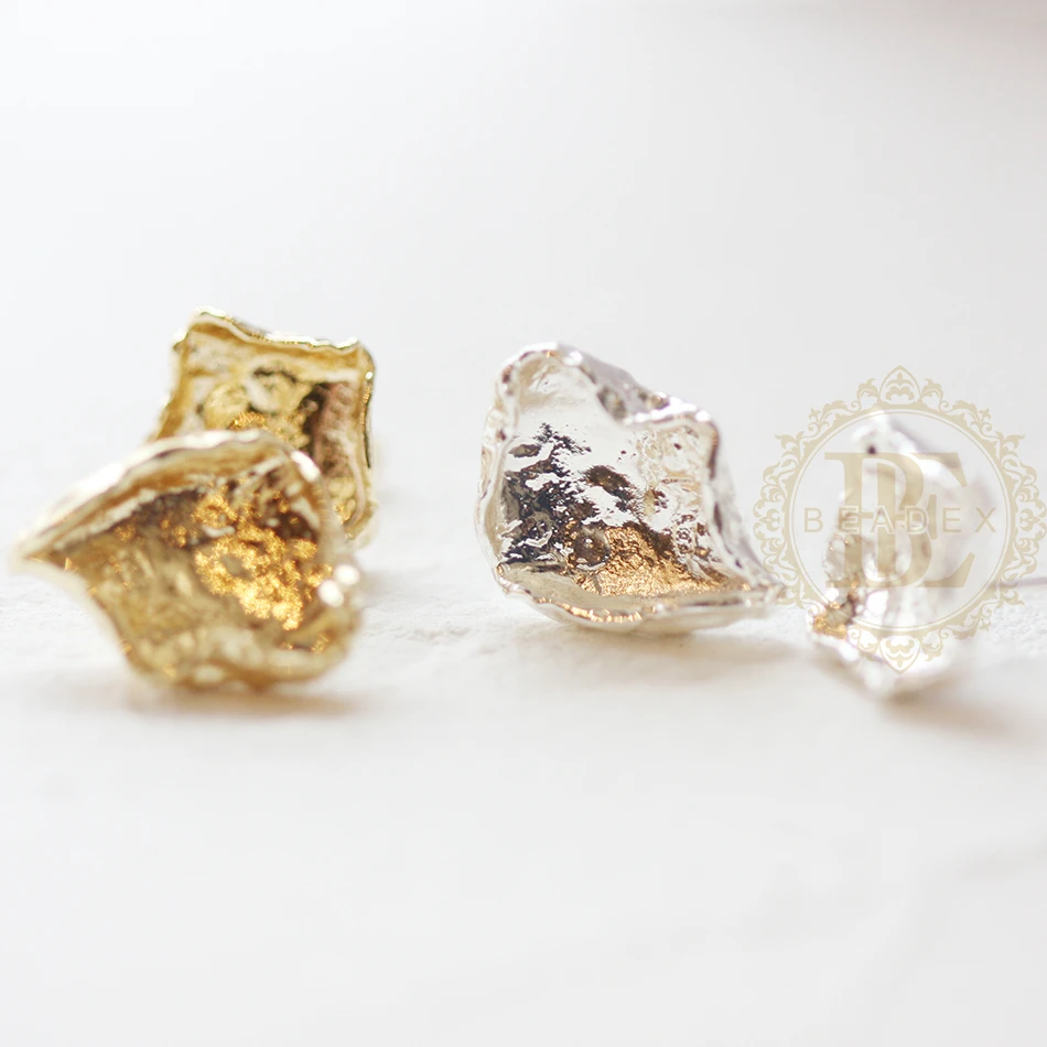 DIY Supply-2 Pieces Premium Plated Brass Earring Finding - Nugget (4582C)