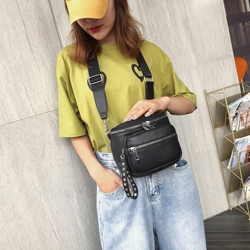 Fashion Women Handbags New Retro Rivets Pu Leather Crossbody Shoulder Bag Ladies Messenger Bags Female Handbag Multi-pocket Tote