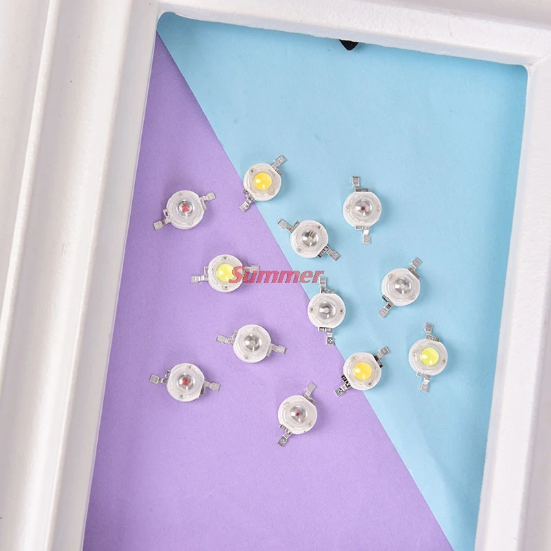 Grânulos de lâmpada LED de alta potência, diodos de destaque, grânulos de lâmpada Highpower, 1W, novo, 10pcs