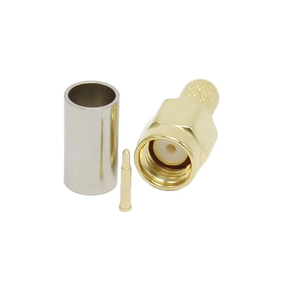 10Pcs SMA Connector Male Plug For RG58 LMR195 RG-400 RG-142 50-3 Coaxial Cable RF SMA Crimp Connector
