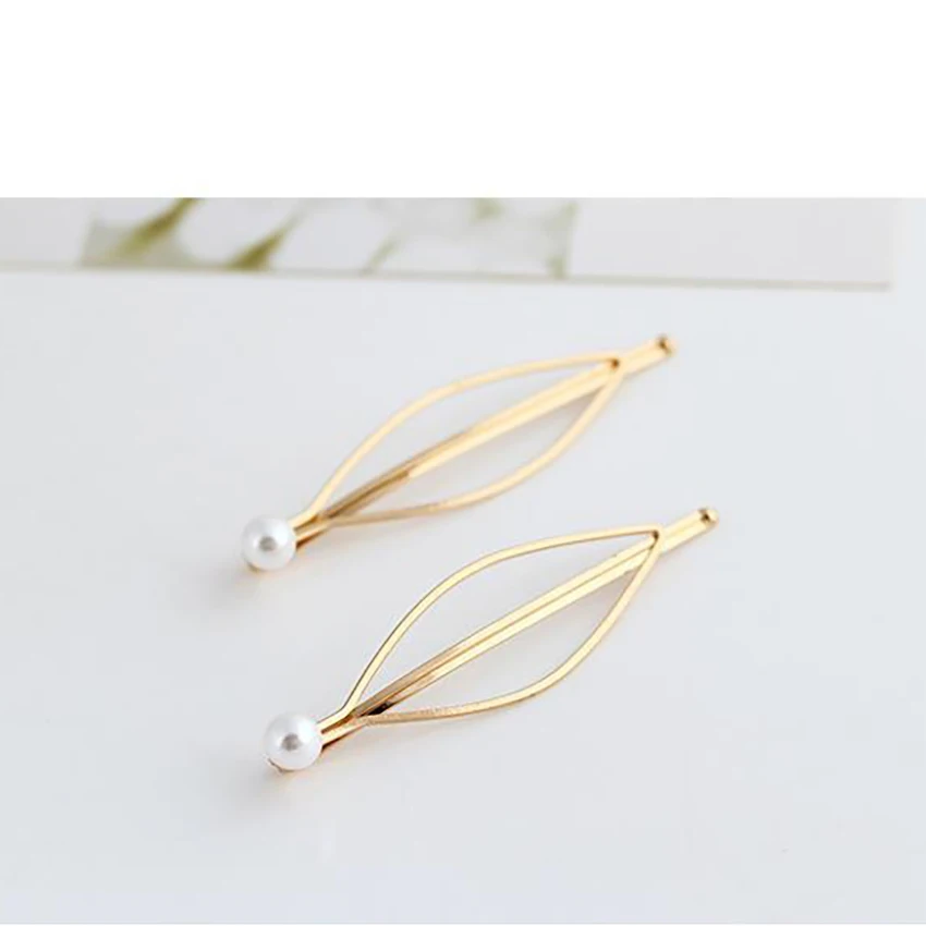 Pinzas para el pelo de aleación de 1 pieza, horquillas de perlas de estilo Simple, clip lateral para el cabello dorado para mujer, diadema, pasador, accesorios para el tocado
