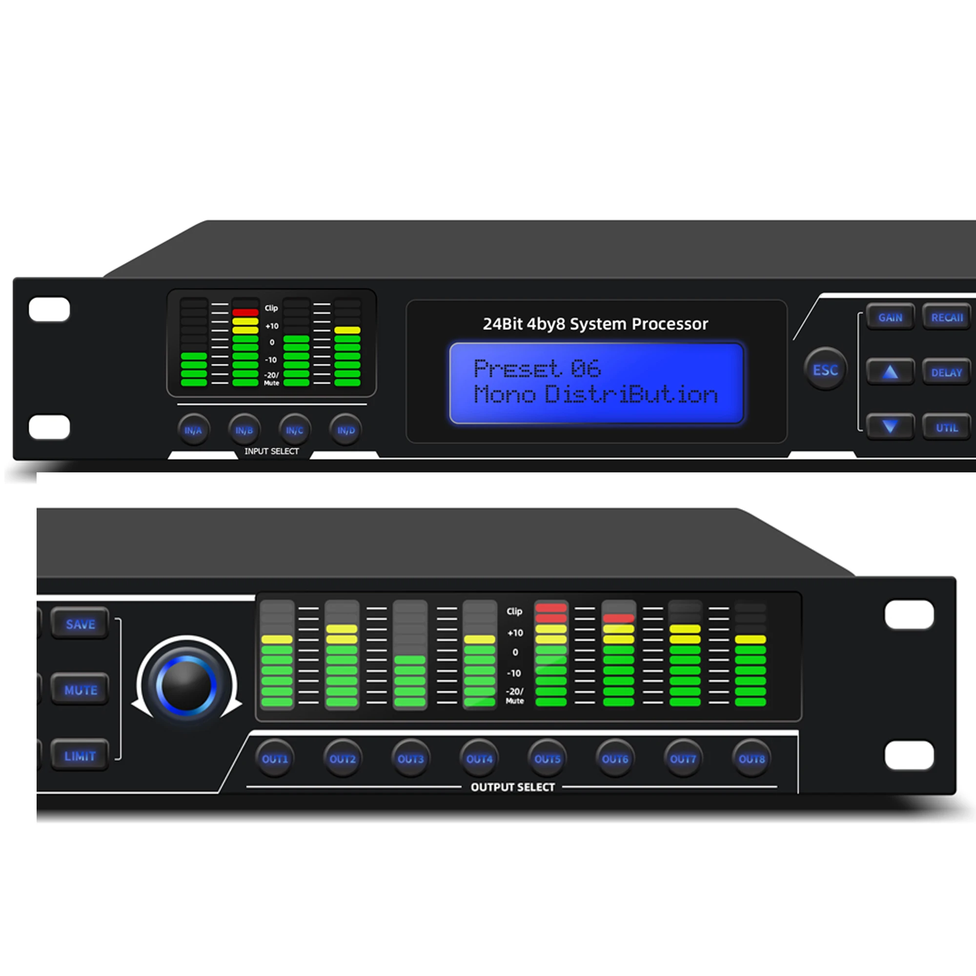 معالج Leicozic 24Bit 4by8 احترافي معالج صوت 4In8Out DSP معالج صوت معادل الصوت DJ Studio PS480