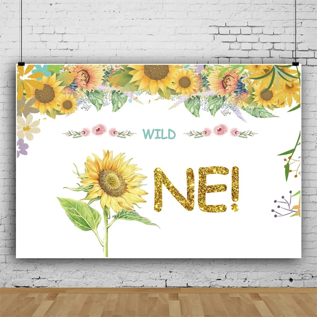 Laeacco Sunflower Wild Floret Backdrops For Photography Newborn Brithday Party Customized Banner Poster Pattern Photo Background